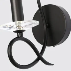 APPLIQUE LAMPADA DA PARETE A CANDELA E14 A SPIRALE SINGOLA NERO DESIGN ELEGANTE 00521