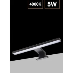 APPLIQUE LAMPADA LED DA SPECCHIO 5W 400LM LUCE NATURALE 4000K IP44 300MM NERA 300PB-NN