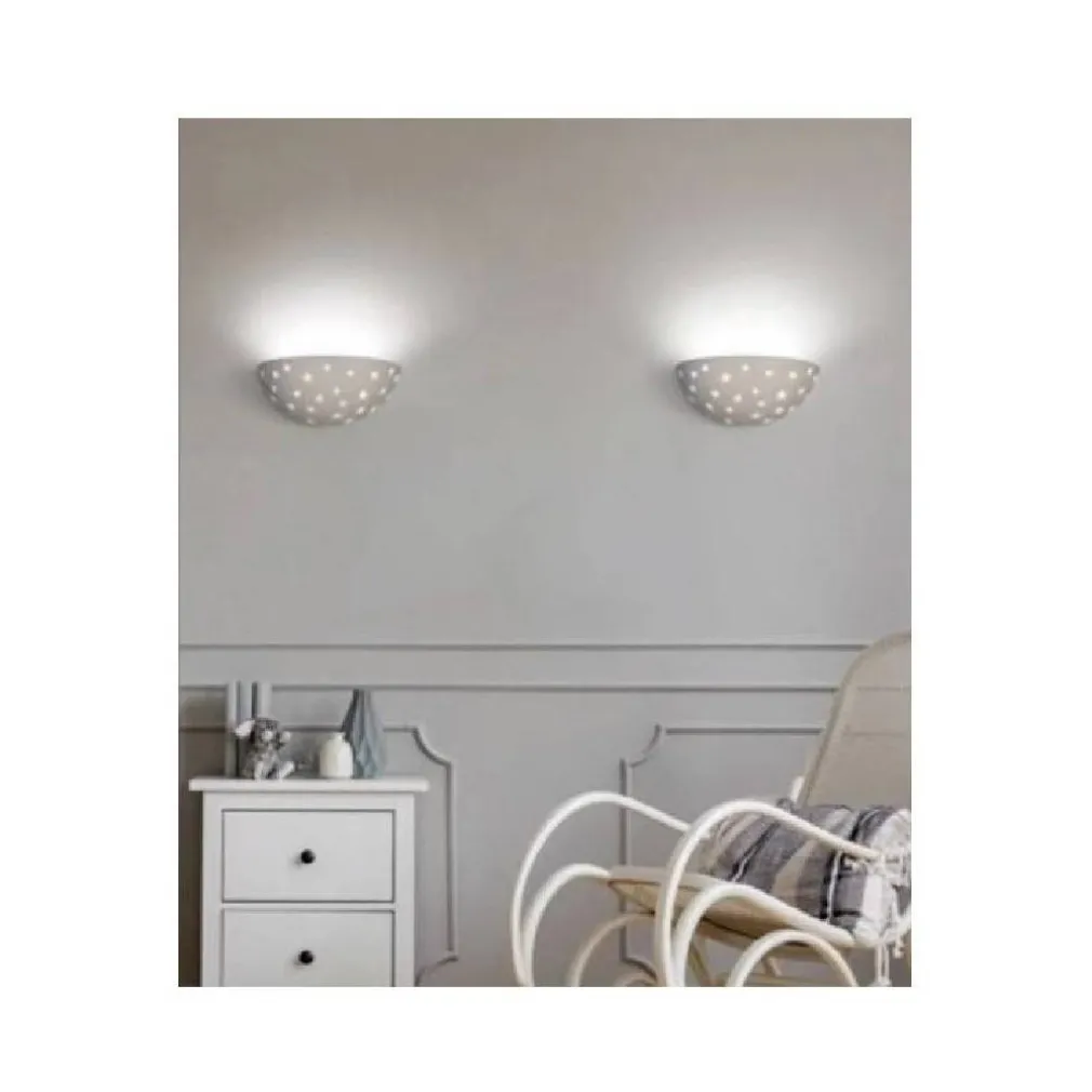 APPLIQUE LAMPADA PARETE GESSO A FORMA DI MEZZALUNA CON STELLE INTAGLIATE GS-E61