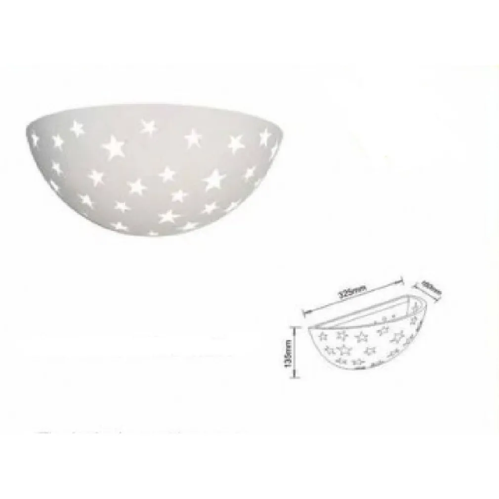 APPLIQUE LAMPADA PARETE GESSO A FORMA DI MEZZALUNA CON STELLE INTAGLIATE GS-E61