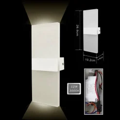 APPLIQUE LAMPADA PARETE LED 8WATT DOPPIA EMISSIONE LUCE 3000K 4000K 6500K E37