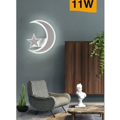 APPLIQUE LAMPADA STELLA E LUNA A LED MODERNA 11W TRE COLORAZIONE DI LUCE E47-3C