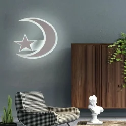 APPLIQUE LAMPADA STELLA E LUNA A LED MODERNA 11W TRE COLORAZIONE DI LUCE E47-3C