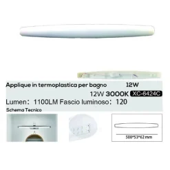 APPLIQUE LED 12 WATT IP20 PER SPECCHIO BAGNO LUCE CALDA NATURALE FREDDA XC-6424
