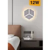 APPLIQUE LED A MURO LAMPADA MODERNA 12W EFFETTO CUBO 3D 3 MODALITÀ LUCE AQ11-3C