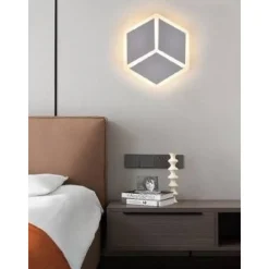 APPLIQUE LED A MURO LAMPADA MODERNA 12W EFFETTO CUBO 3D 3 MODALITÀ LUCE AQ11-3C