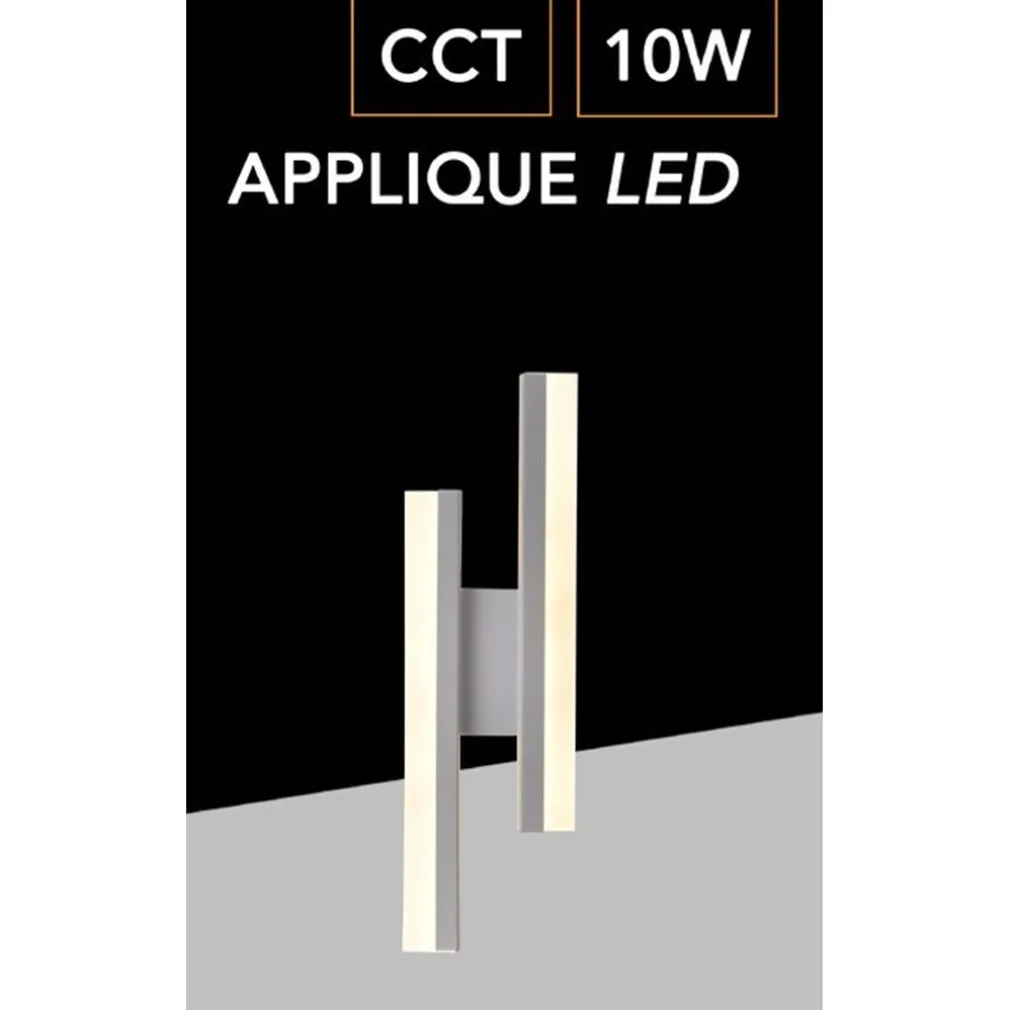 APPLIQUE LED BIANCO LAMPADA PARETE MODERNO 10W CCT 3 TONALITÀ LUCE 3000-4000-6500K E87-B3C