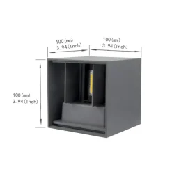 APPLIQUE LED CUBO GRIGIO LAMPADA DA PARETE 12W 1500L LUCE REGOLABILE UPDOWN IP65