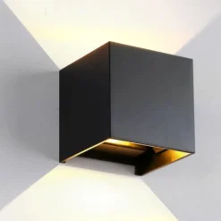 APPLIQUE LED CUBO NERO LAMPADA DA PARETE 5W 750LMN LUCE REGOLABILE UPDOWN IP65