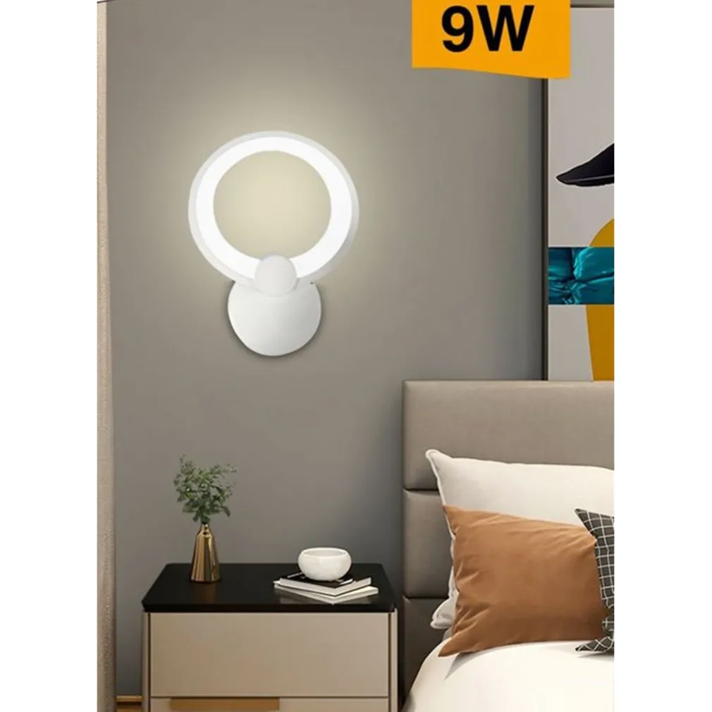 APPLIQUE LED FORMA DI CERCHIO 9W MODERNA TECNOLOGIA CCT LUCE FREDDA CALDA NATURALE E27-3C
