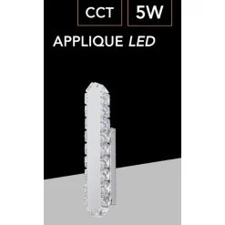 APPLIQUE LED LAMPADA DA PARETE 5W IN ACCIAIO VETRO INTERRUTTORE CCT SWITCH MODERNO AQ21-3C