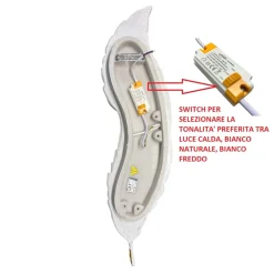 APPLIQUE LED LAMPADA MURO 12W CCT 3 TONALITÀ LUCE DESIGN PIUMA BIANCA ORO RESINA AQ24-B3C