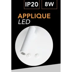 APPLIQUE LED ORIENTABILE DA PARETE DOPPIA FONTE LUMINOSA 8 WATT LUCE CALDA 3000K MR-01