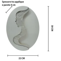 APPLIQUE LED 7W A MURO CON RAFFIGURAZIONE VOLTO DONNA 3 COLORAZIONE LUCE AQ12-3C