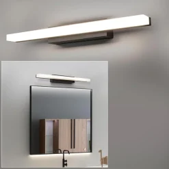 APPLIQUE MODERNO NERO LAMPADA PARETE LED 9W 4000K LUCE SPECCHIO BAGNO VETRO SATINATO