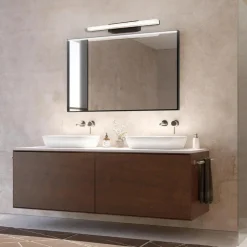 APPLIQUE MODERNO NERO LAMPADA PARETE LED 9W 4000K LUCE SPECCHIO BAGNO VETRO SATINATO