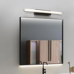 APPLIQUE MODERNO NERO LAMPADA PARETE LED 9W 4000K LUCE SPECCHIO BAGNO VETRO SATINATO