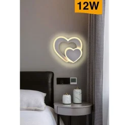 APPLIQUE MURO LED INTERNO MODERNO DOPPIO CUORE 12 W LUCE 3000K 4000K 6500K E83-B