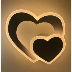 APPLIQUE MURO LED INTERNO MODERNO DOPPIO CUORE 12 W LUCE 3000K 4000K 6500K E83-B