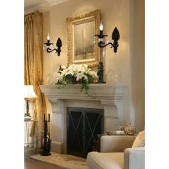 APPLIQUE PARETE A CANDELABRO STILE VINTAGE ATTACCO E14 LAMPADA MURO RETRO E43-1N