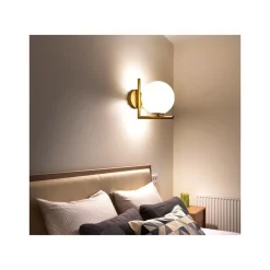 APPLIQUE PARETE ATTACCO G9 SFERA VETRO METALLO ORO LAMPADA MODERNO MINIMAL 32842