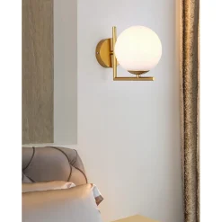 APPLIQUE PARETE ATTACCO G9 SFERA VETRO METALLO ORO LAMPADA MODERNO MINIMAL 32842