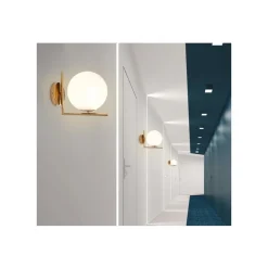APPLIQUE PARETE ATTACCO G9 SFERA VETRO METALLO ORO LAMPADA MODERNO MINIMAL 32842