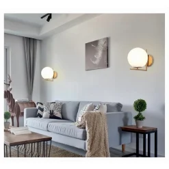 APPLIQUE PARETE ATTACCO G9 SFERA VETRO METALLO ORO LAMPADA MODERNO MINIMAL 32842