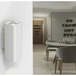 APPLIQUE PARETE DOPPIA EMISSIONE UP DOWN IN GESSO VERNICIABILE CUBO GU10 GS-E51