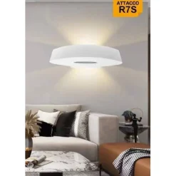 APPLIQUE PARETE GESSO IP20 DOPPIA EMISSIONE VERNICIABILE LED ATTACCO R7S GS-E75