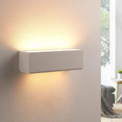 APPLIQUE PARETE IN GESSO RETTANGOLARE DOPPIA EMISSIONE E14 VERNICIABILE IP20 E06