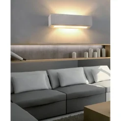 APPLIQUE PARETE IN GESSO RETTANGOLARE DOPPIA EMISSIONE E14 VERNICIABILE IP20 E06