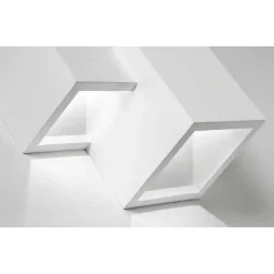APPLIQUE PARETE IN GESSO 2 RETTANGOLI INCASTONATI BIANCO IP20 GS-E39 VERNICIABILE