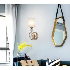 APPLIQUE PARETE LUMETTO MURO ATTACCO E27 ORO ARGENTO ABAT JOUR LUME IN VETRO E18