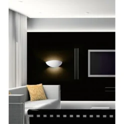 APPLIQUE PARETE MEZZA LUNA GESSO DOPPIA EMISSIONE VERNICIABILE ATTACCO R7S