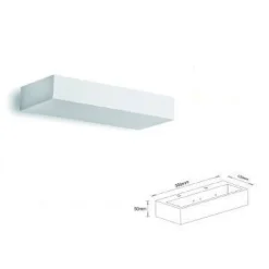 APPLIQUE PARETE MODERNO IN GESSO RETTANGOLARE ATTACCO 1XR7S VERNICIABILE GS-E64