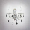 APPLIQUE PARETE MURO CLASSICA 2 BRACCI ATTACCO E14 CON CRISTALLI PENDENTI E01-2