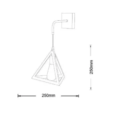 APPLIQUE PARETE PENDENTE FORMA TRIANGOLARE 3D STILE MINIMAL PORTALAMPADA ATTACCO E27 AQ54