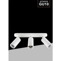 APPLIQUE PLAFONIERA ORIENTABILE DA SOFFITTO PARETE 3 DIFFUSORI LAMPADA GU10 TS-3