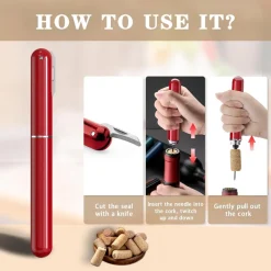 APRIBOTTIGLIE A PRESSIONE ARIA CON TAGLIACAPSULE CAVATAPPI A POMPA REGALO AMANTI VINO CASA