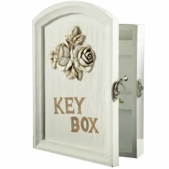 ARMADIETTO CASSETTA PORTACHIAVI PARETE 6 GANCI PORTA CHIAVI E ANTA LEGNO ROSE