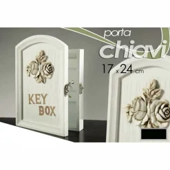 ARMADIETTO CASSETTA PORTACHIAVI PARETE 6 GANCI PORTA CHIAVI E ANTA LEGNO ROSE