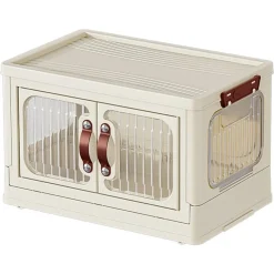 ARMADIETTO IN PLASTICA PIEGHEVOLE CON ANTE CONTENITORI TRASPARENTI CON RUOTE ARMADIO