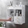 ARMADIETTO MOBILE DA PARETE BIANCO PER COSMETICI MEDICINALI ORGANIZER BAGNO CON CASSETTI