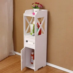 ARMADIETTO PORTAOGGETTI RIPIANI PORTA CARTA IGIENICA ORGANIZER DA BAGNO PER PICCOLI SPAZI