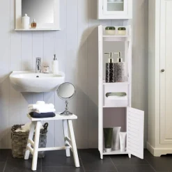 ARMADIETTO PORTAOGGETTI RIPIANI PORTA CARTA IGIENICA ORGANIZER DA BAGNO PER PICCOLI SPAZI