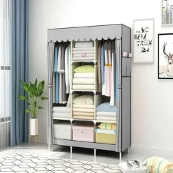 ARMADIO GUARDAROBA APPENDIABITI IN TESSUTO ACCIAIO SMONTABILE ABITI 3 ANTE PER CAMERA