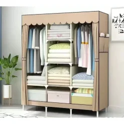 ARMADIO GUARDAROBA APPENDIABITI IN TESSUTO ACCIAIO SMONTABILE ABITI 3 ANTE PER CAMERA