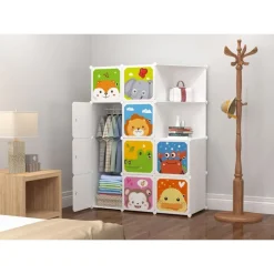 ARMADIO GUARDAROBA MODULARE A 10 CUBI CON ANTE DECORATE APPENDIABITI PERSONALIZZABILE