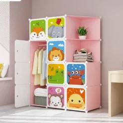 ARMADIO GUARDAROBA MODULARE A 10 CUBI CON ANTE DECORATE APPENDIABITI PERSONALIZZABILE